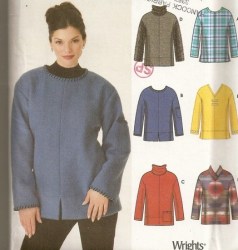 9814 SIMPLICITY FLEECE, KNIT PULLOVER TOPS PATTERN XS-M, 6-16 UNCUT